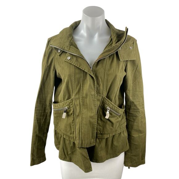 Zara Trafaluc Green Long Sleeve Hoodie Hooded Full ZIp Utility Coat Jacket Sz S - Picture 1 of 3